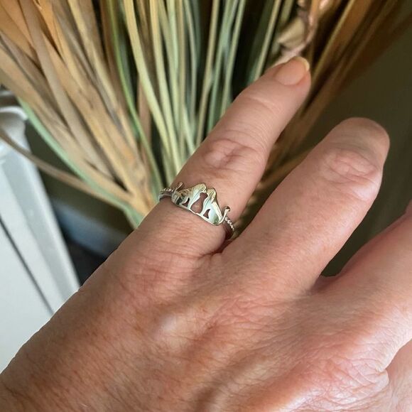 Kissing Cats Stainless Steel CZ Ring Sizes 6,7 - Picture 4 of 8